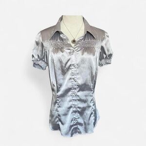 Elegant Silver Women's Top
